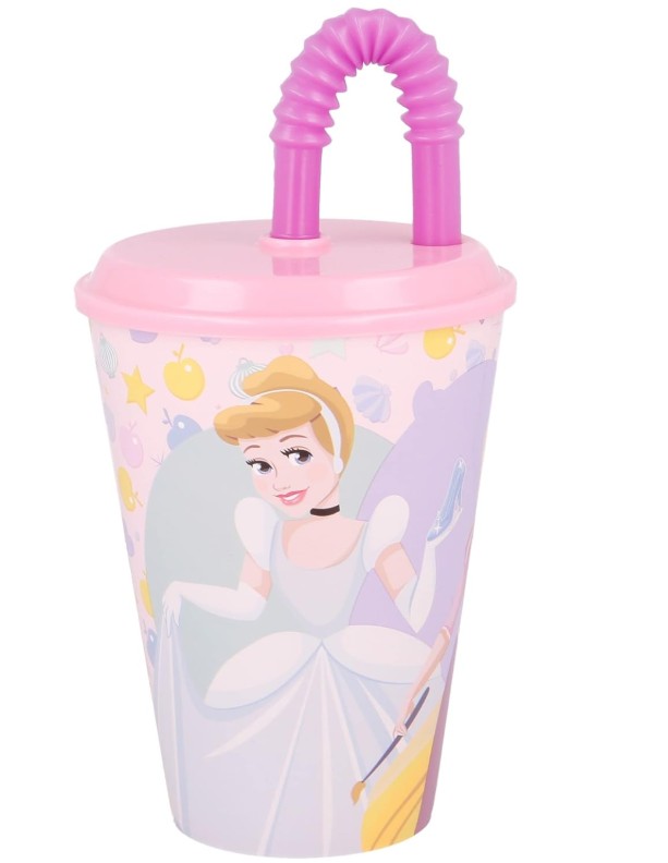 BICCHIERE IN PLASTICA CON CANNUCCIA DISNEY PRINCIPESSE